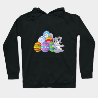 Happy Easter Bunny and Colorful Eggs Hoodie